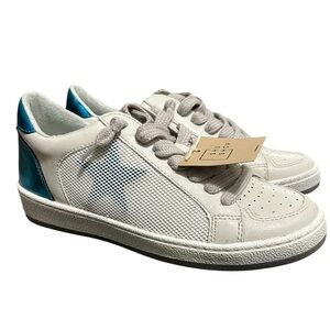 Shu Shop Women’s Regina Faux Leather and Mesh Sneakers with Teal Star Accents
